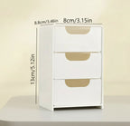 White drawer unit with dimensions labeled