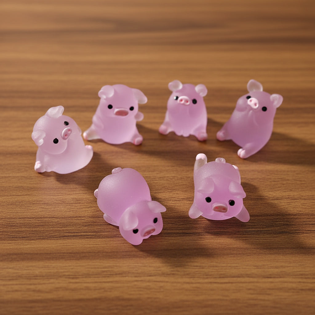 Set of pink pig figurines 