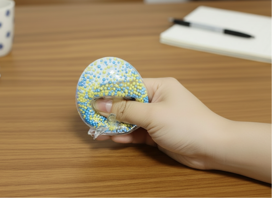Color Squeeze Balls with a hand holding one