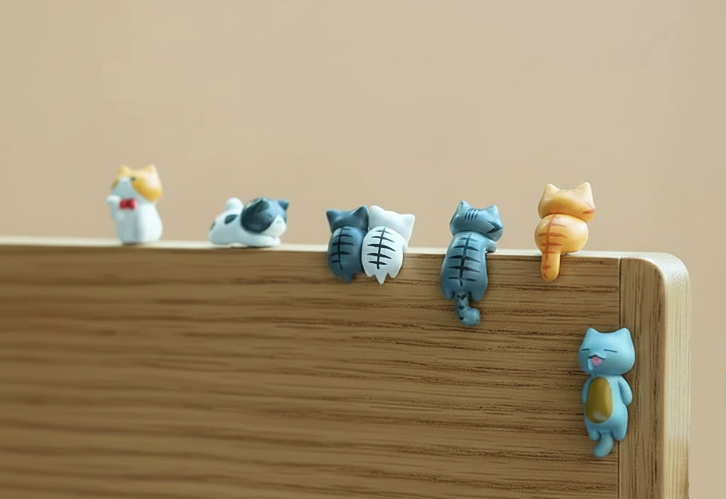 Set of cat-shaped mini figurines