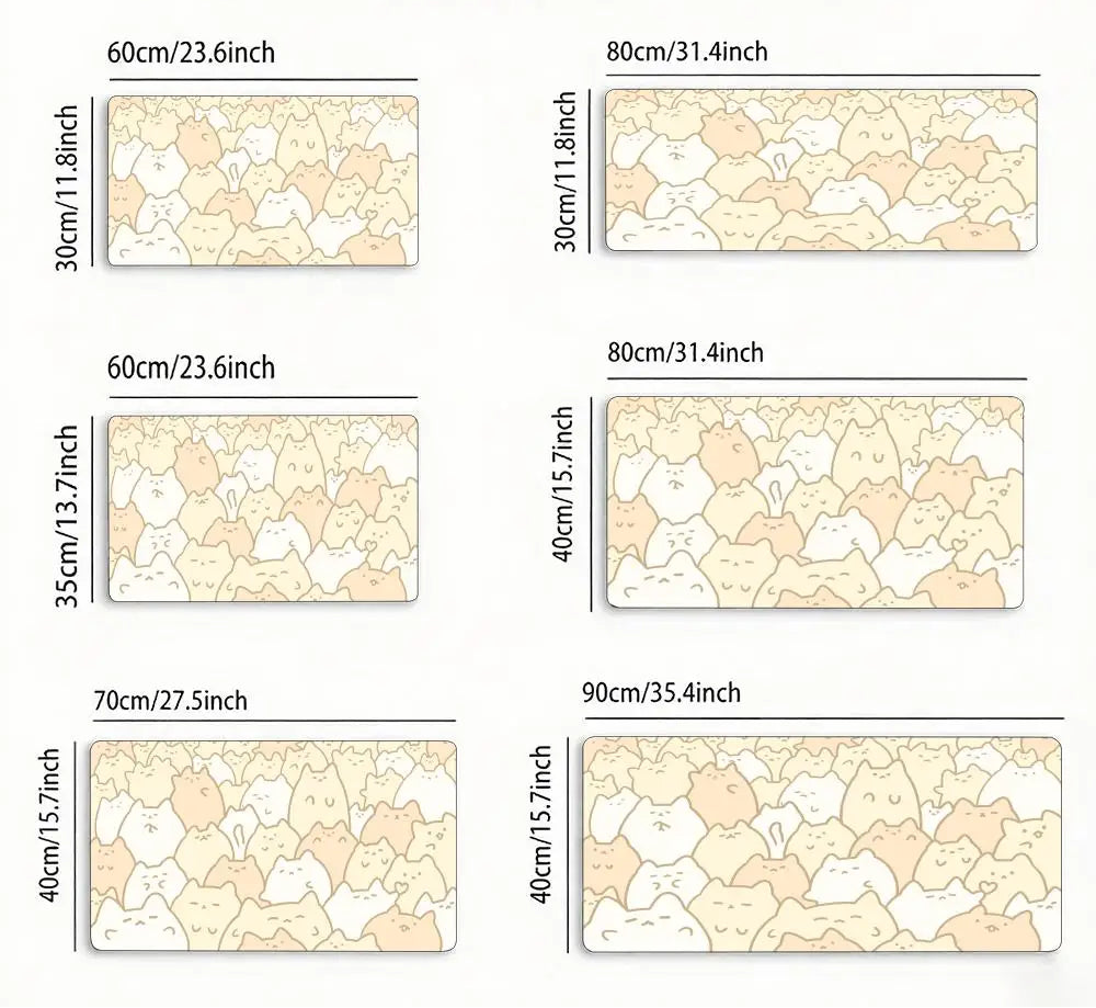 Measurement chart showing different sizes of a product with thickness details.