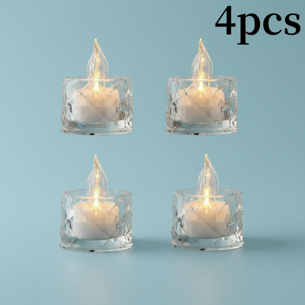 Four crystal-like candle-shaped objects on a white background with '4pcs' text.