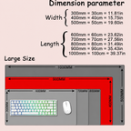 Measurement chart of a large desk with dimensions labeled